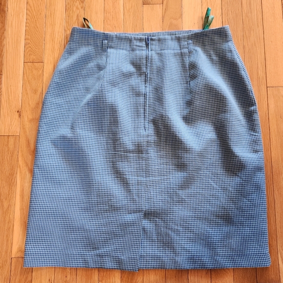 Canda C&A blue yellow check plaid high rise knee length skirt 16 - Picture 3 of 11